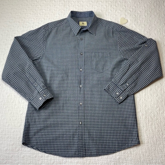 HAGGAR HERITAGE COLLECTION Men's Long Sleeve Dress Shirt, size Large, Blue Check - Picture 3 of 10